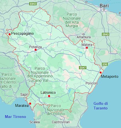 Map with cities - Basilicata