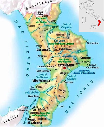 Calabria, map