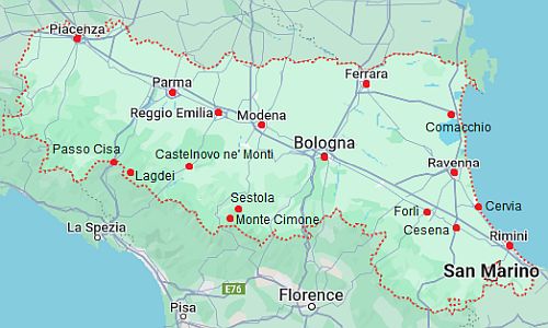 Map with cities - Emilia Romagna