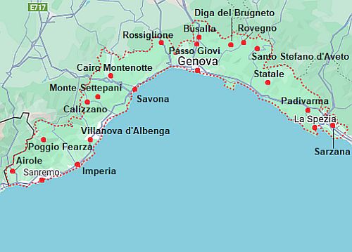 Map with cities - Liguria