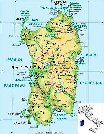 Sardinia, map