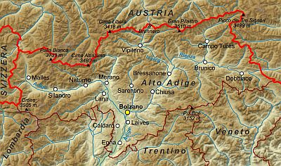 South Tyrol, map