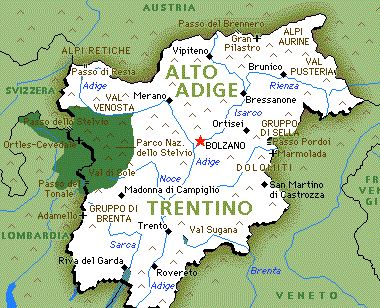 Trentino Alto Adige, map