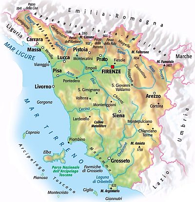 Tuscany, map