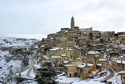 Matera with snow