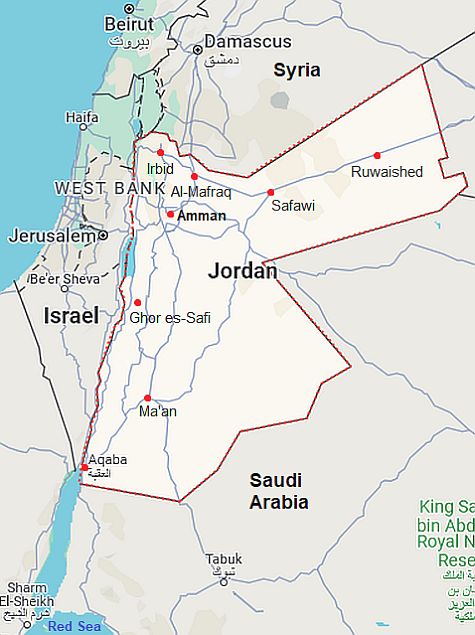 Map with cities - Jordan