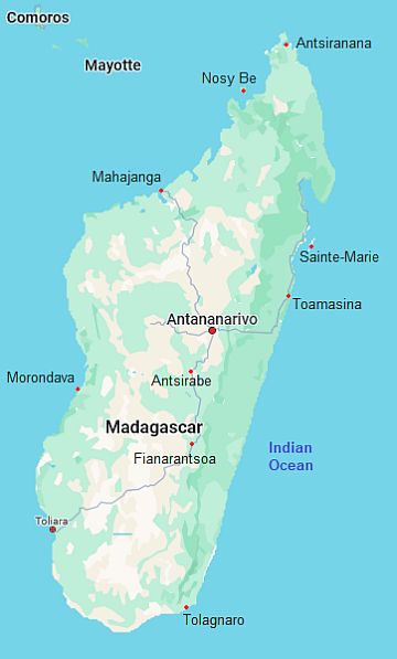 Map with cities - Madagascar