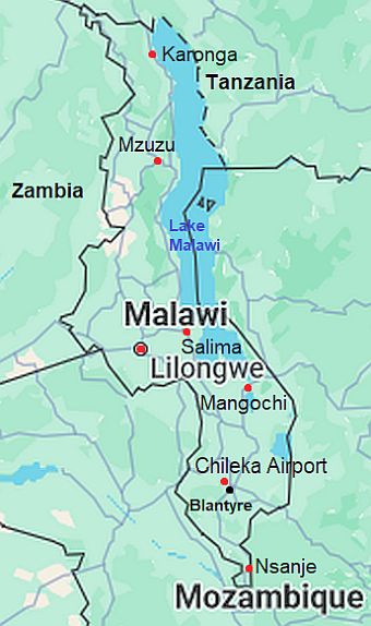 Map with cities - Malawi