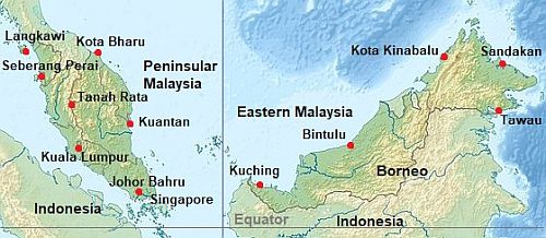 Map with cities - Malaysia