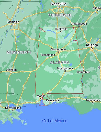 Alabama, map