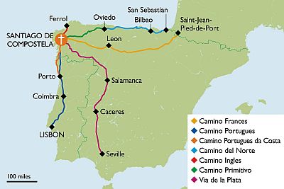 Camino de Santiago, some routes