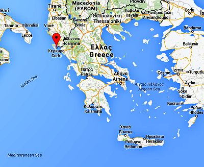 Corfu, where it is