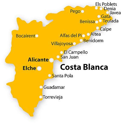 Costa Blanca, map