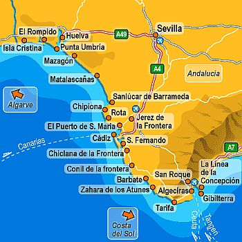 Costa de la Luz, map