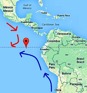 Sea currents around the Galápagos Islands