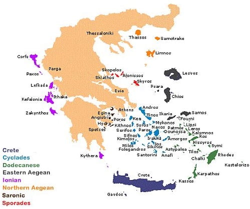 Greek Islands, map