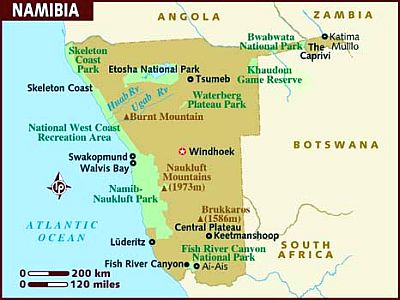 Namibia Distance Chart