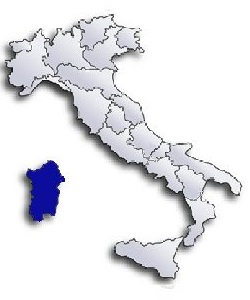 Position of Sardinia in Italy, map