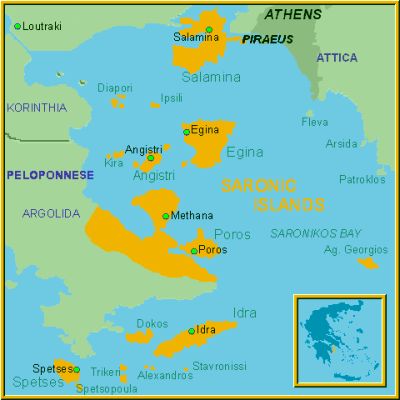 Saronic Islands, map