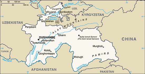 Map - Tajikistan