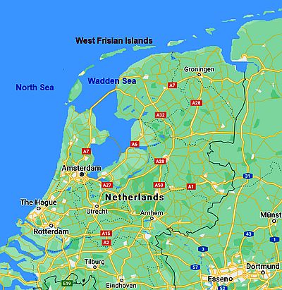 West Frisian Islands, map