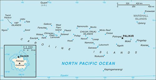 Kapingamarangi, location on the map