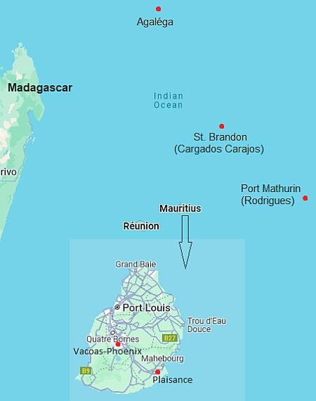 Map with cities - Mauritius