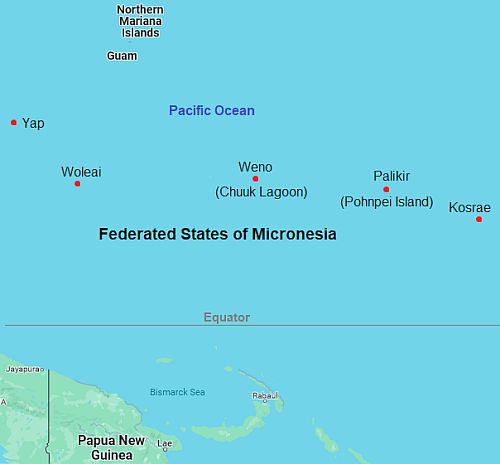 Map with cities - Micronesia