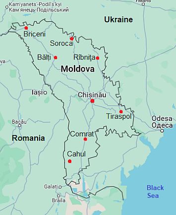 Map with cities - Moldova