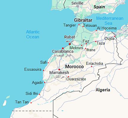 Map with cities - Morocco