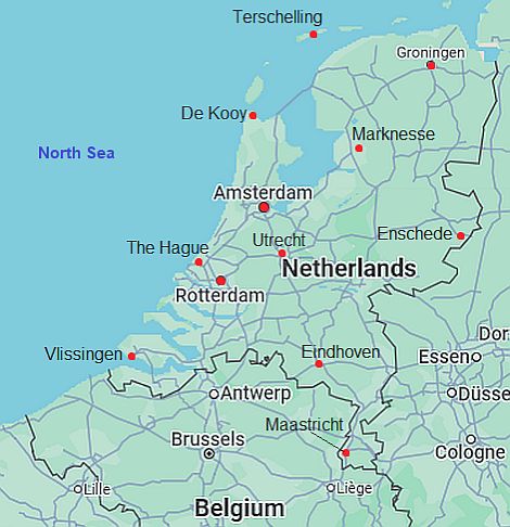 Map with cities - Netherlands