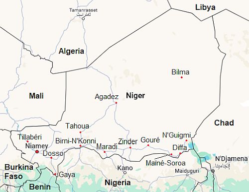 Map with cities - Niger