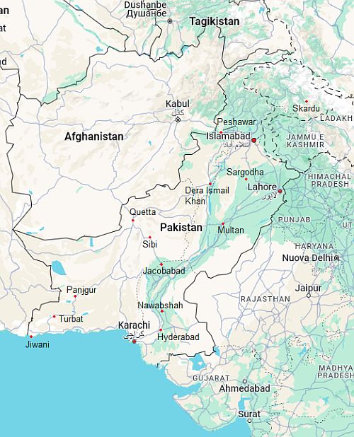 Map with cities - Pakistan