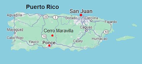 Map with cities - Puerto Rico