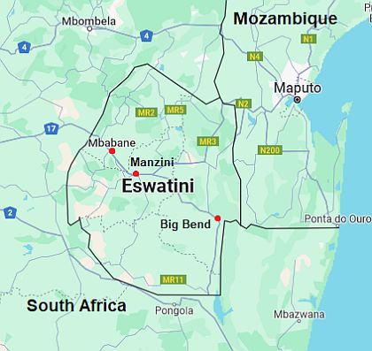 Map with cities - Swaziland