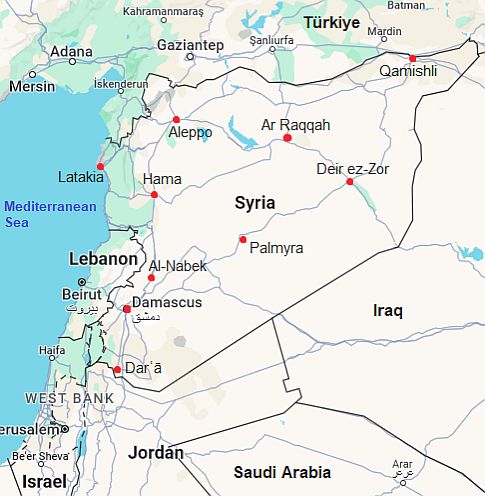 Map with cities - Syria
