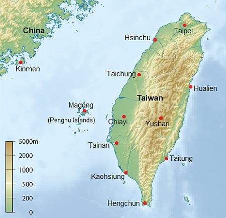 Map with cities - Taiwan
