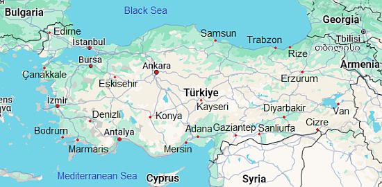 Map with cities - Turkey