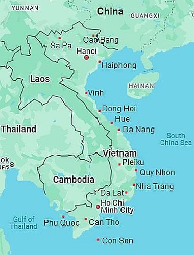Map with cities - Vietnam