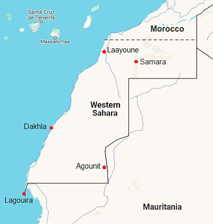 Map with cities - Western Sahara